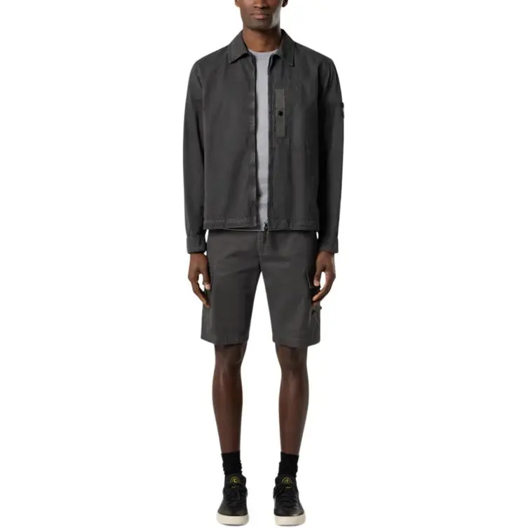 STONE ISLAND Compass Patch Zip Up Shirt Jacket-4