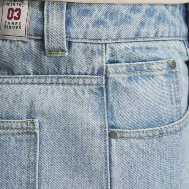 Adidas Originals Denim Shorts Unisex Light Denim Blue-4