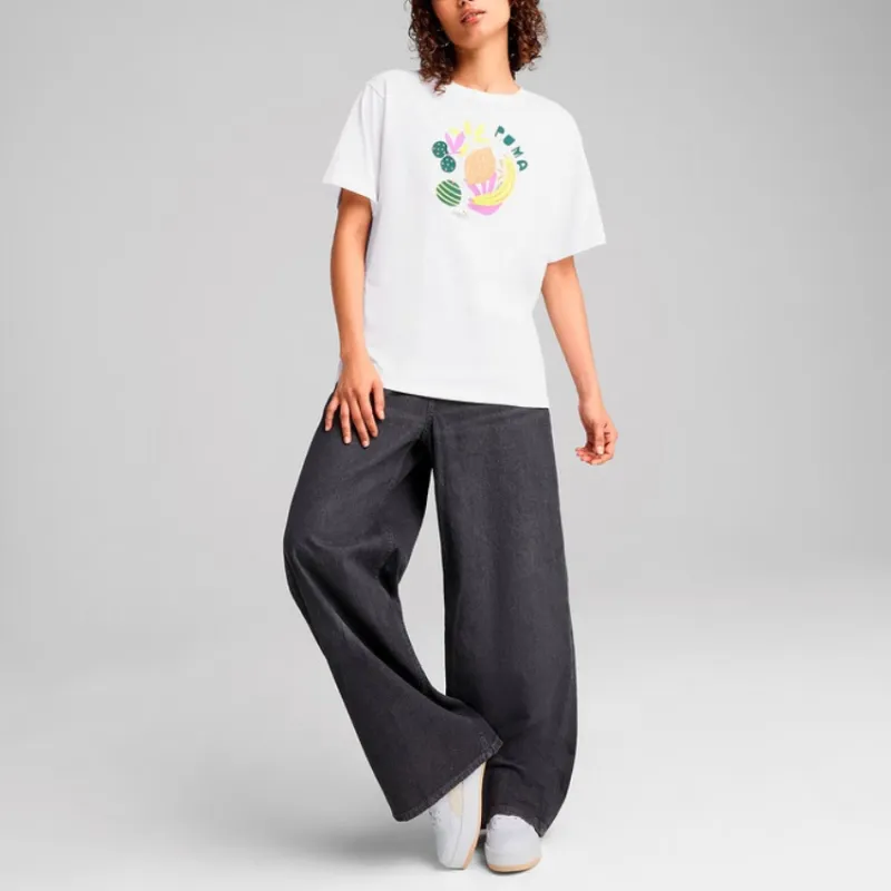 PUMA GRAPHICSRELAXED T Shirt Women's White-4
