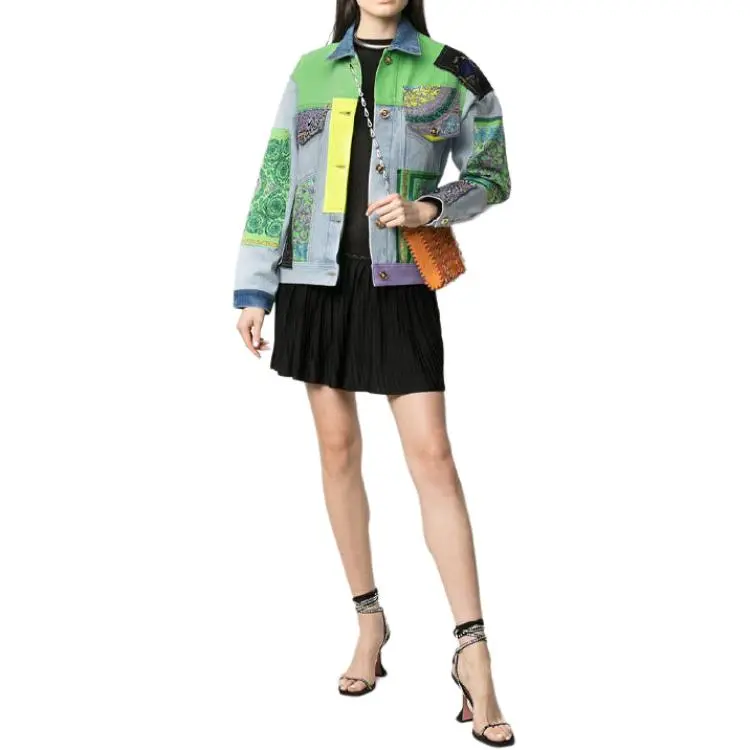 VERSACE Patchwork Denim Jacket 'Multicolor'-1