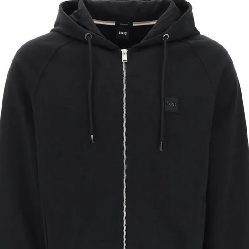 HUGO BOSS Logo Patch Zipped Drawstring Hoodie-4