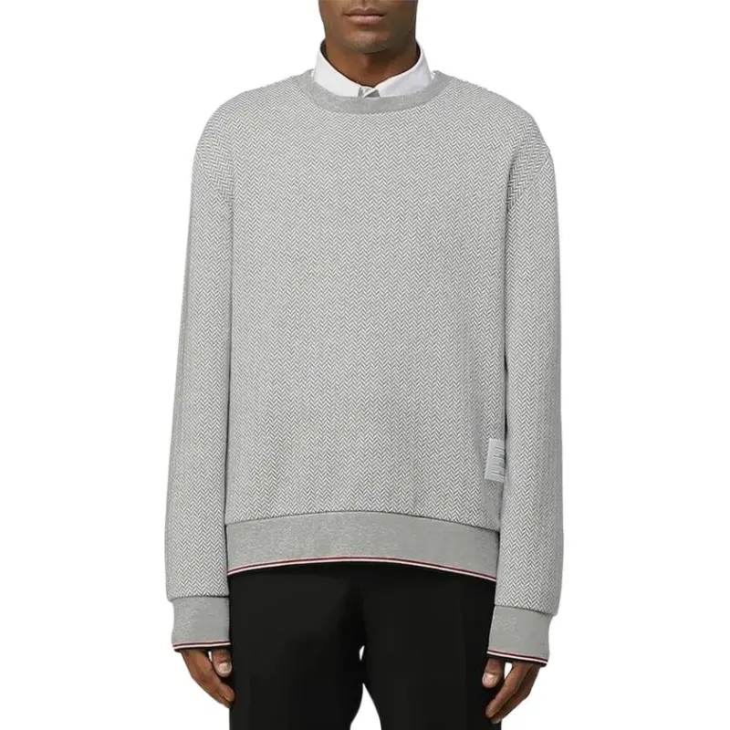 THOM BROWNE Herringbone Pattern Crewneck Sweater-4