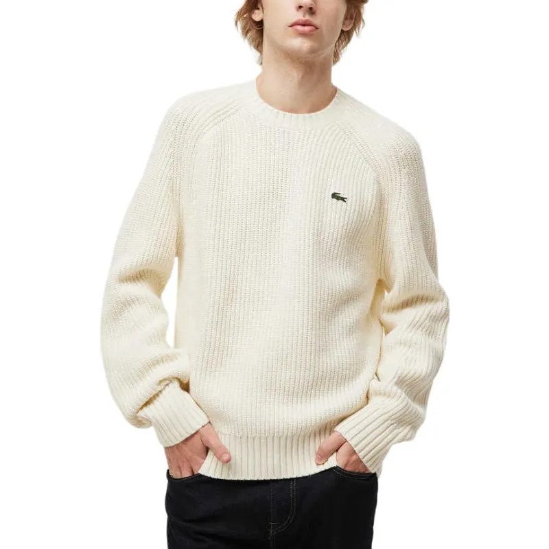 LACOSTE Logo Embroidered Crewneck Knitted Jumper-3
