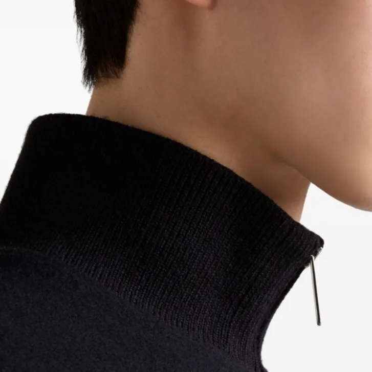 PRADA Wool And Cashmere Zipper Cardigan-4