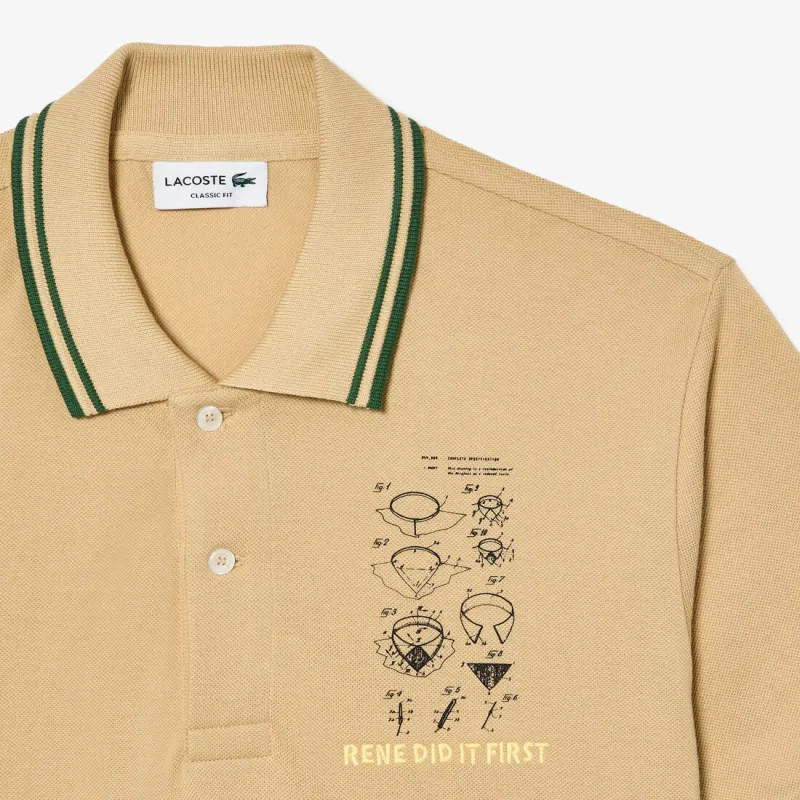LACOSTE Slogan embroidered Cotton Polo Shirt-3