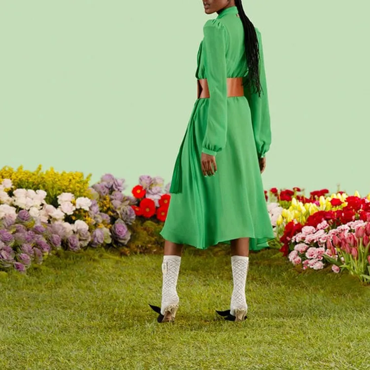 GUCCI Chinese New Year Long-Sleeved Dresses Women's Green-3