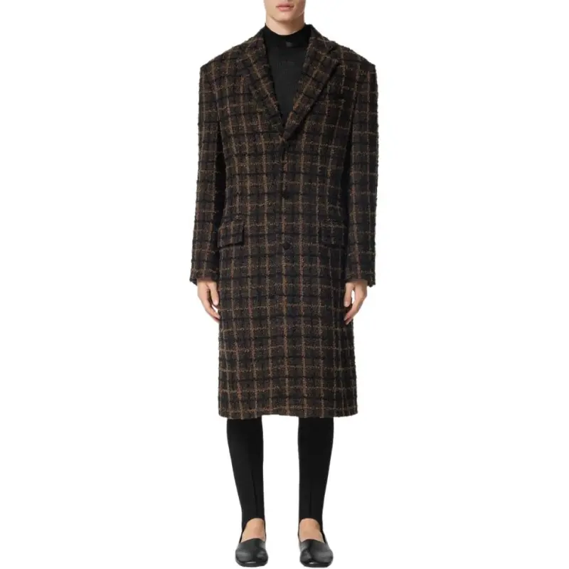 VERSACE Single Breasted Checked Coat-2