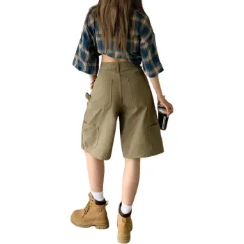 Wen Shan Denim Shorts Women's Dark Khaki
