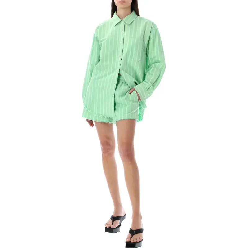 Alexander Wang Logo patch Striped Shorts-2