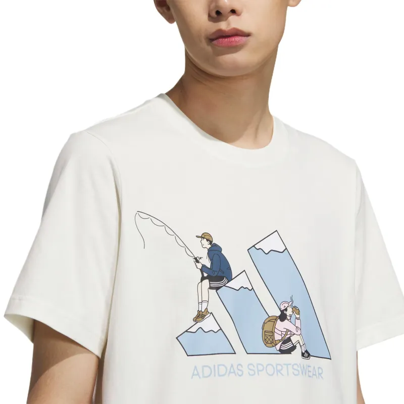 Adidas GRAPHIC SHORT SLEEVE T SHIRT T Shirt Unisex Jade White-3