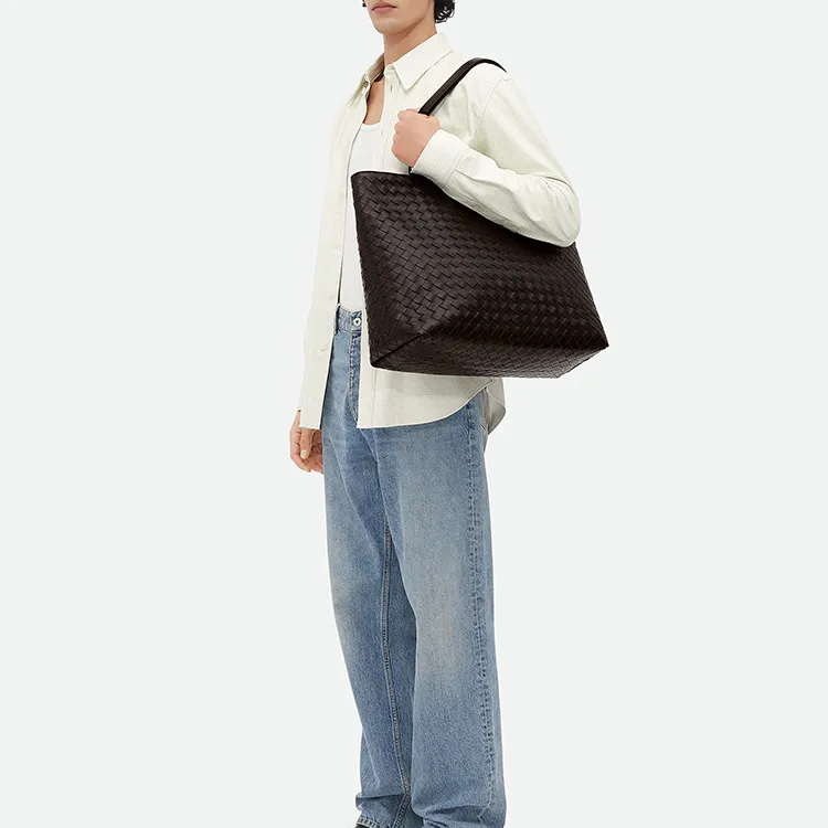 Bottega Veneta Calfskin Tote Bag Shopping Bag Handbag Large Size Men's Gummy Brown-4