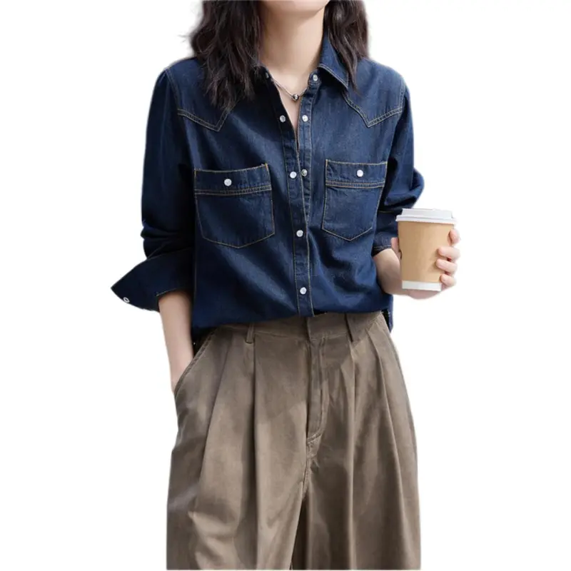 【dme】 Shirt Women's Dark Denim Blue-2