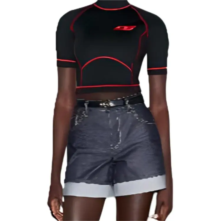 GUCCI Rubber Scubba Short Top Black/Red-2