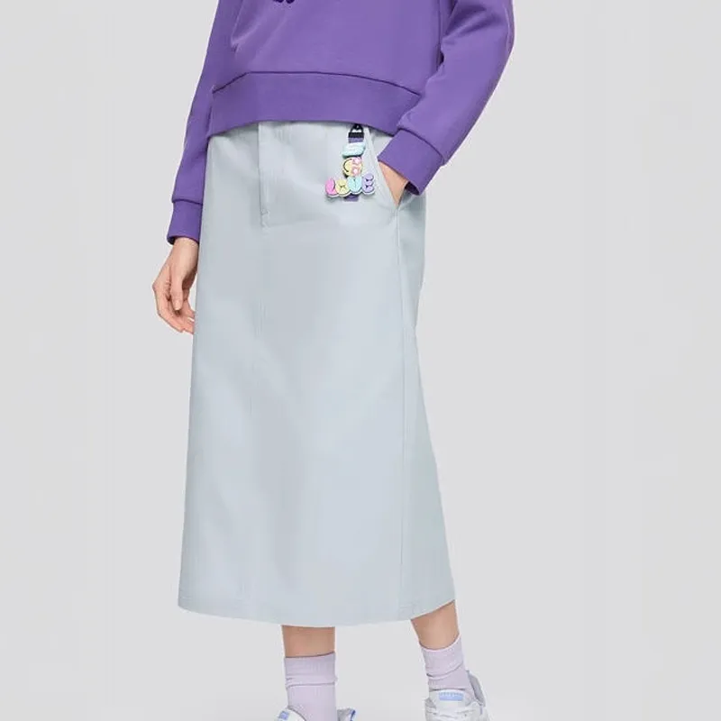 Skechers x SmileyWorld Casual Long Skirts Women's High Rise Gray-1