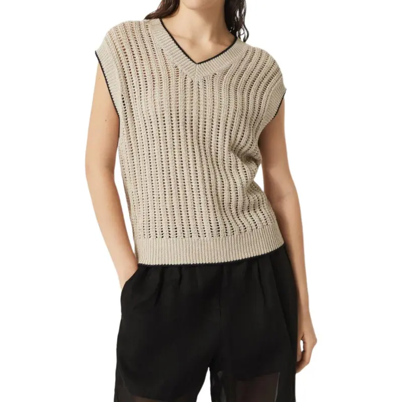 Brunello Cucinelli Embellished Openwork Rib Sweater Vest-1