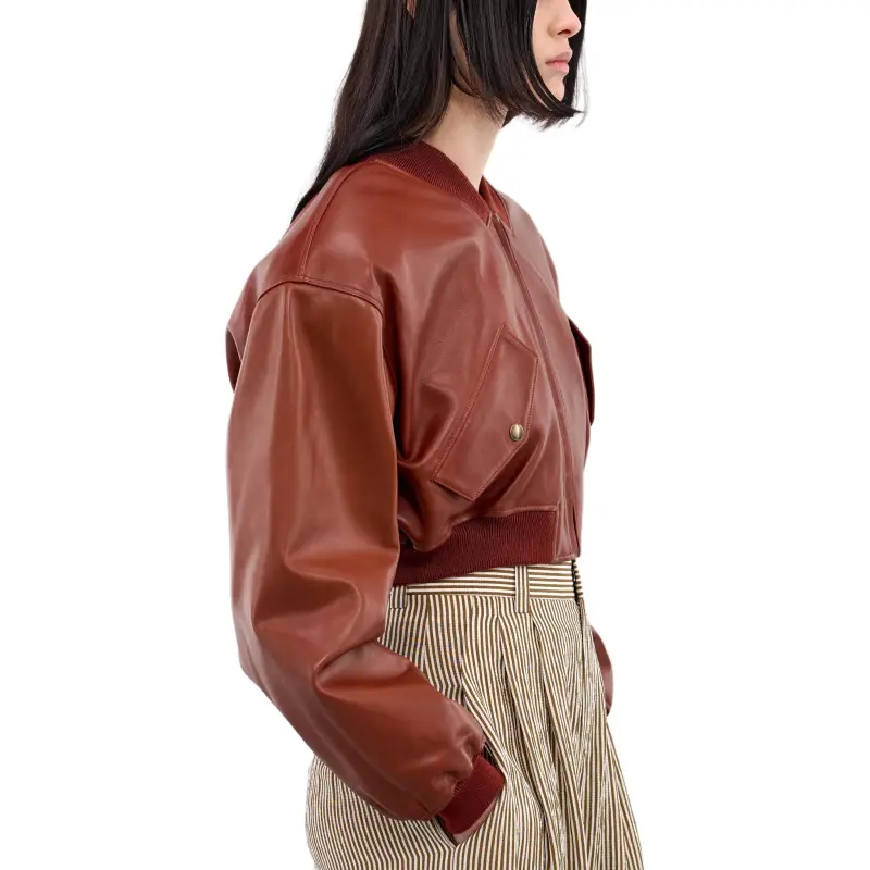 Petar Petrov Leather Jacket Women's Burgundy-3