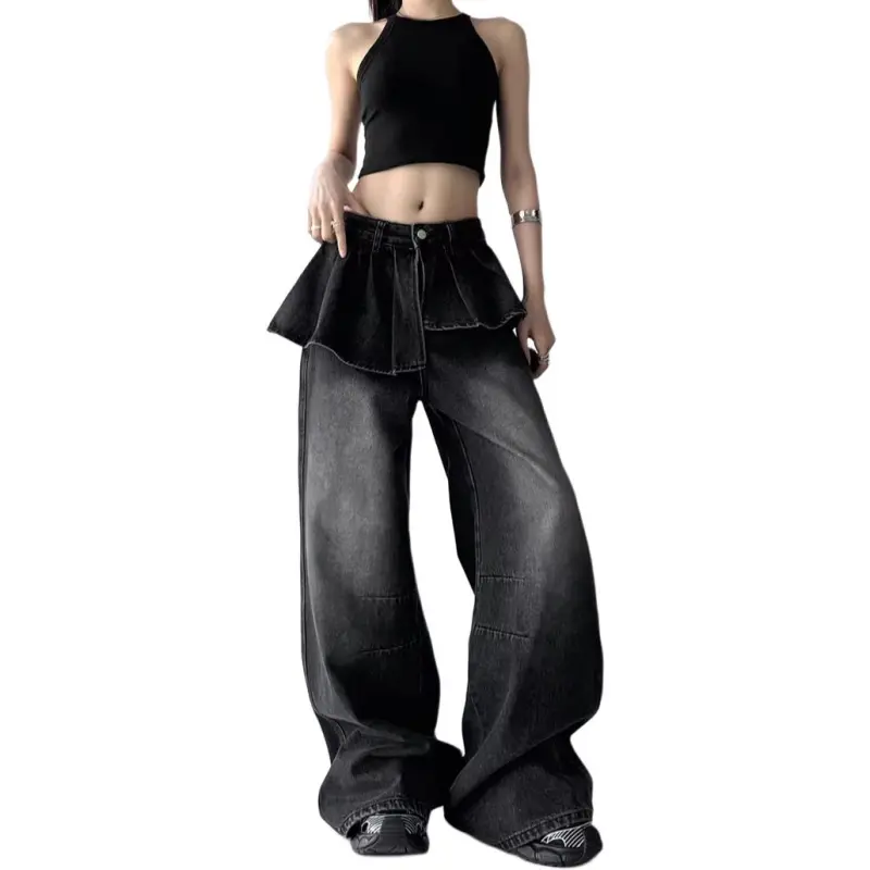 Concubine Zhu Jeans Women's Black Gray-2