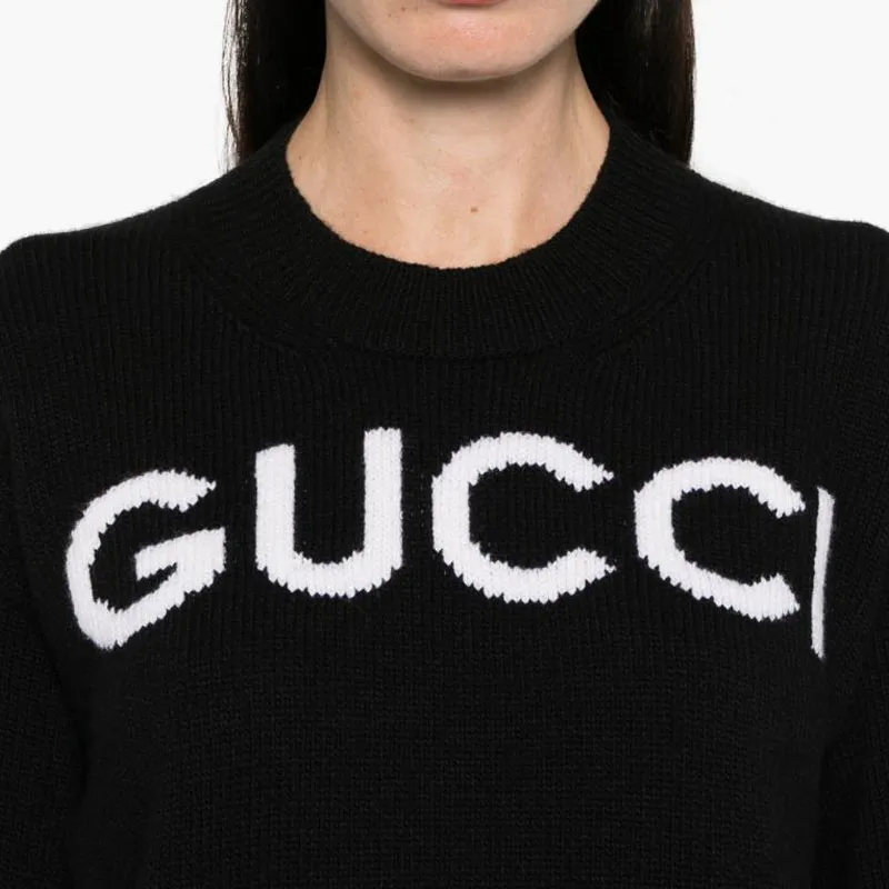 GUCCI Logo Intarsia Knit Sweater-9
