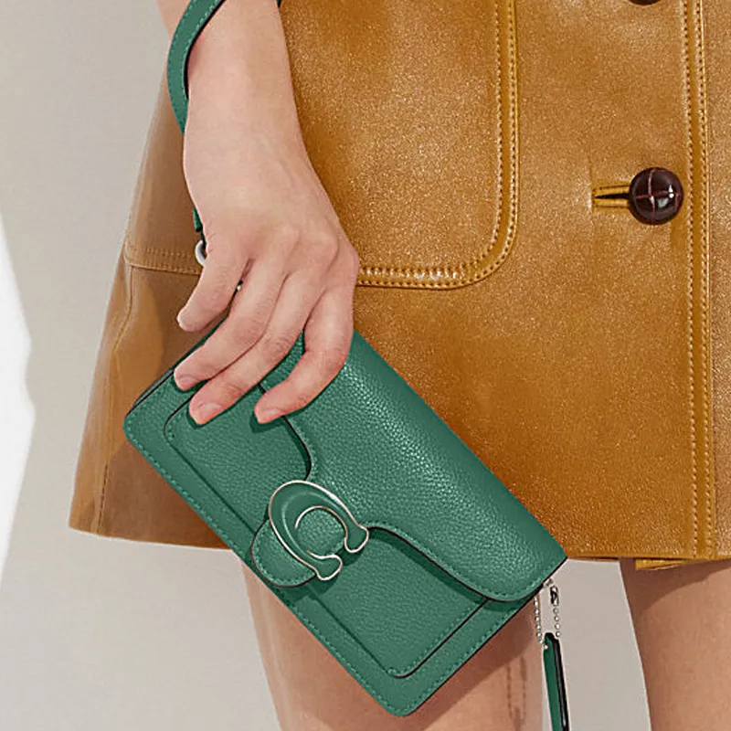COACH Tabby Cow Leather Wrist Bag Shoulder Bag Crossbody Bag Women's Green-3