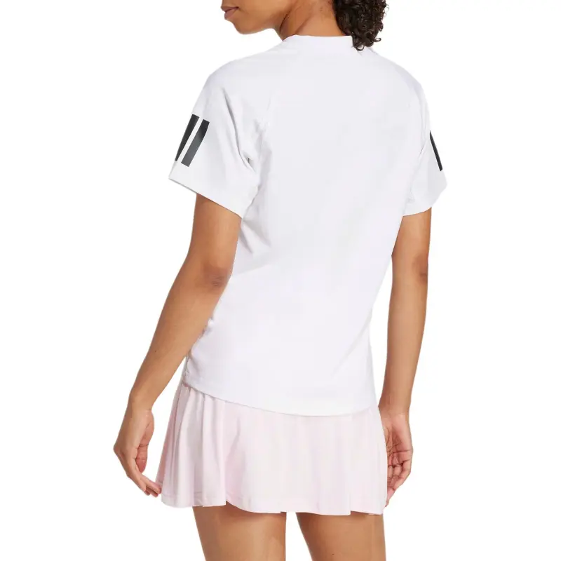 Adidas Women's Club 3 Stripes Climacool T Shirt White-3