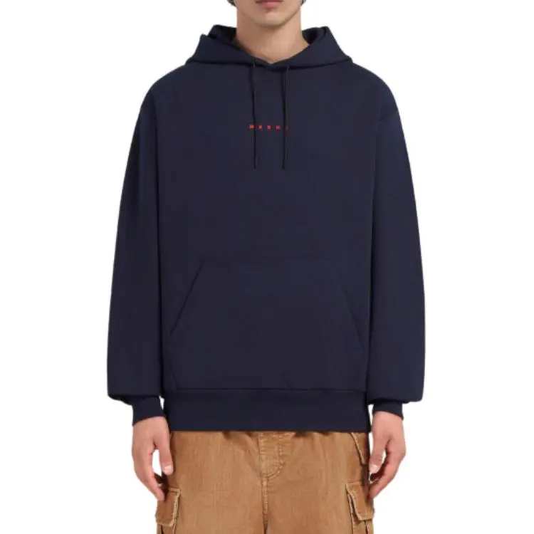 MARNI Logo Printed Drawstring Hoodie-3