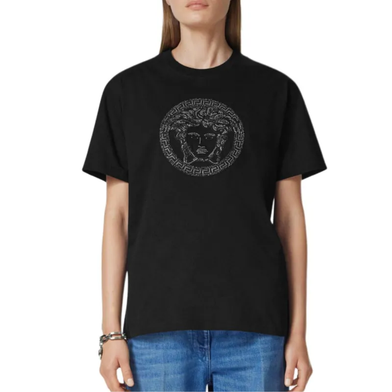 VERSACE Logo Embellished Crewneck T Shirt-2
