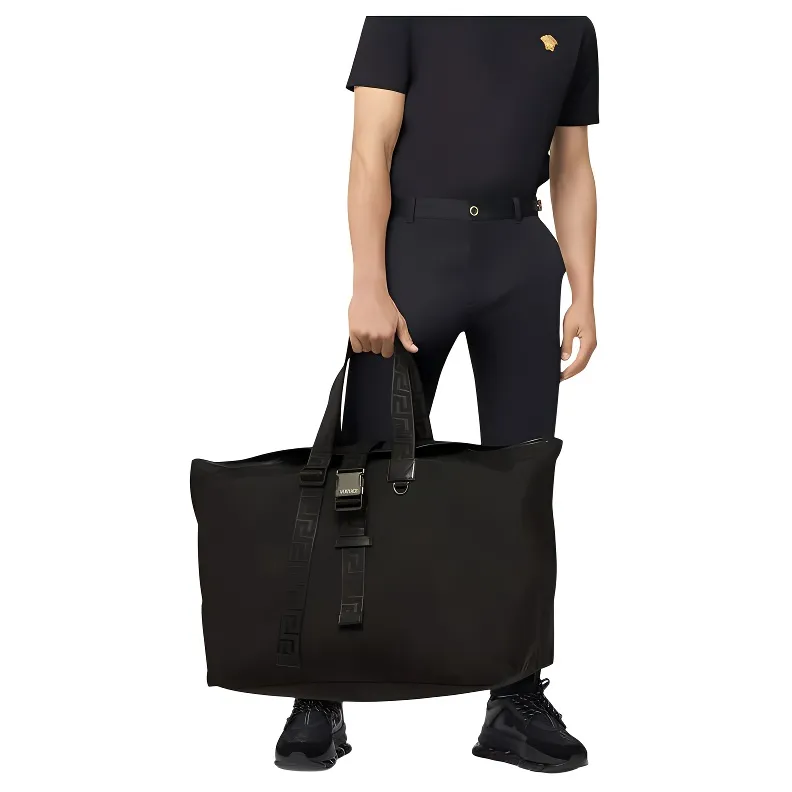 VERSACE VERSACE Cow Leather Portable Tote Men's Black-4
