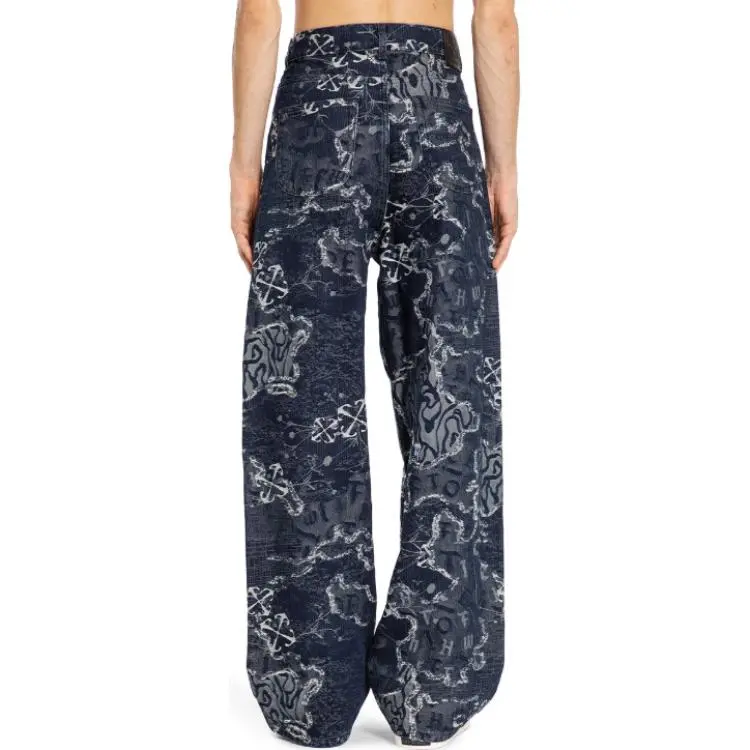 OFF WHITE All Over Patterned Distressed Jeans-4