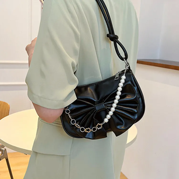 Dusen Kangaroo PU Shoulder Bag Regular Women's Pink/White/Black-14