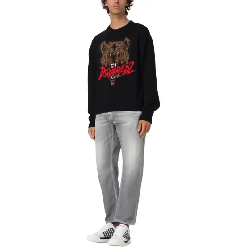 DSQUARED 2 Logo Intarsia Crewneck Jumper-4