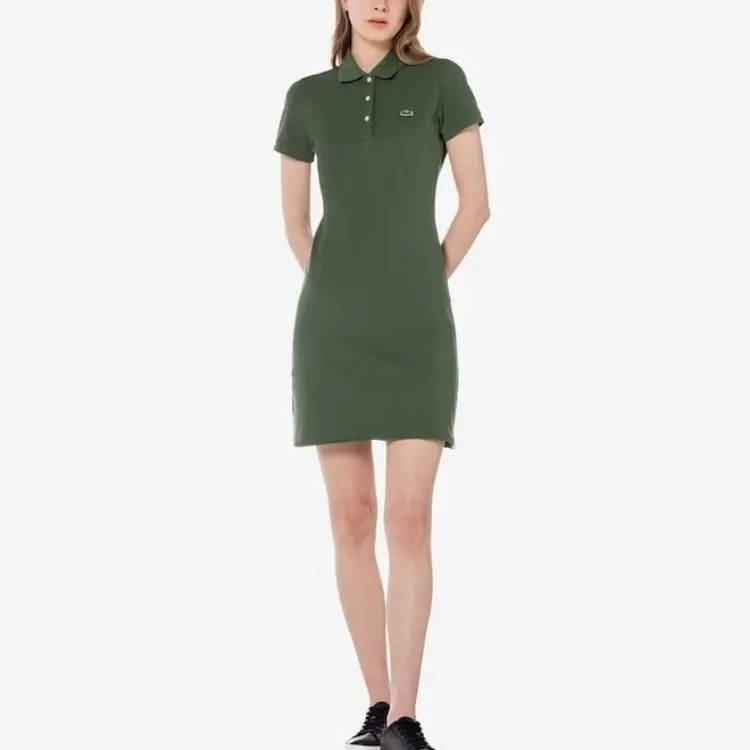 LACOSTE Short Sleeved Dress Women's Green-1