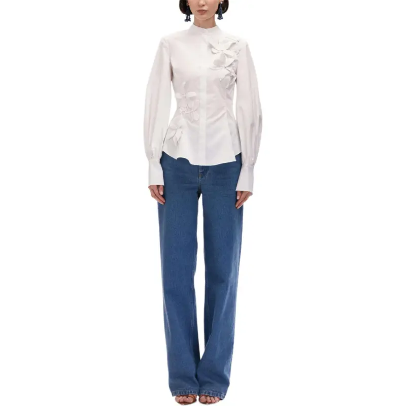 Oscar De La Renta Orchid Cotton Twill Blouse-1