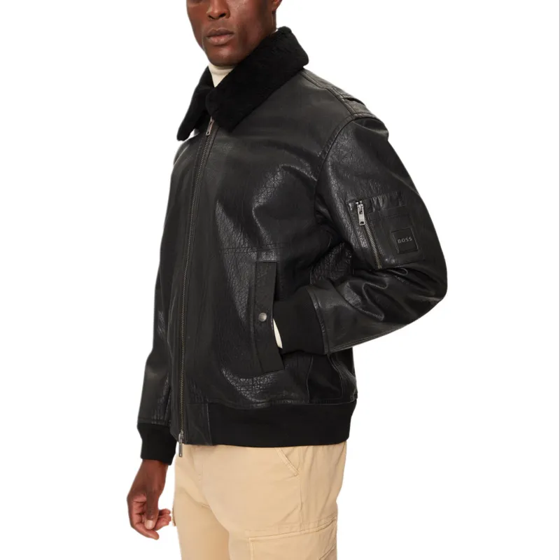 HUGO BOSS Zip Up Leather Jacket-3