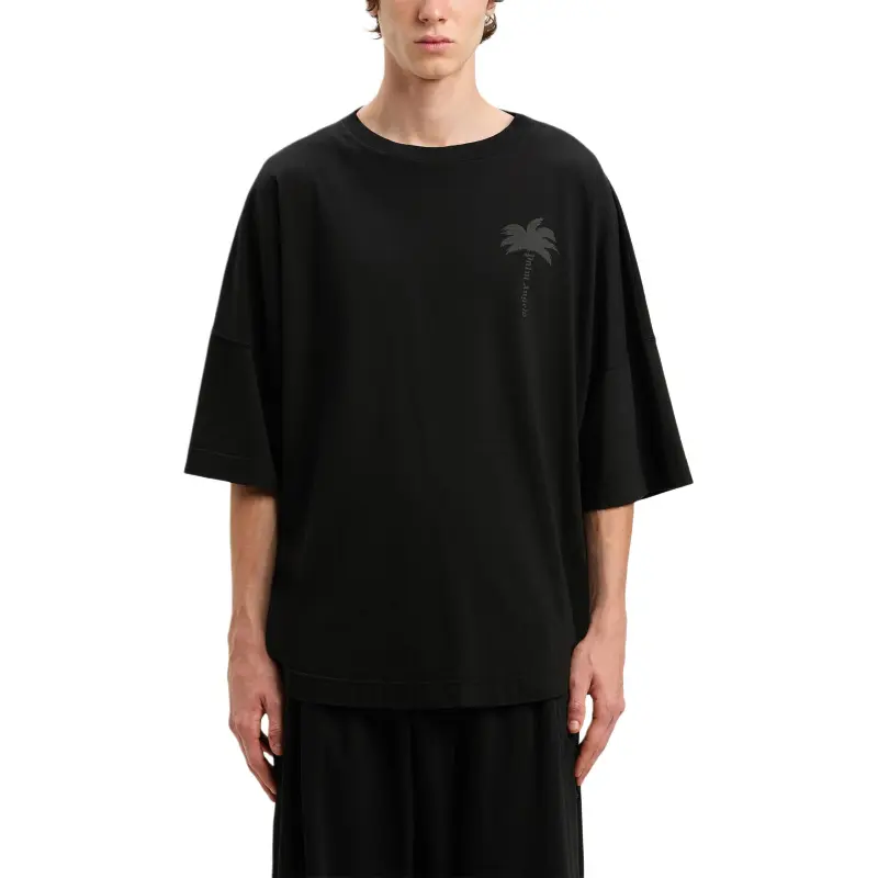 PALM ANGELS Logo Detailed Crew Neck T Shirt-3