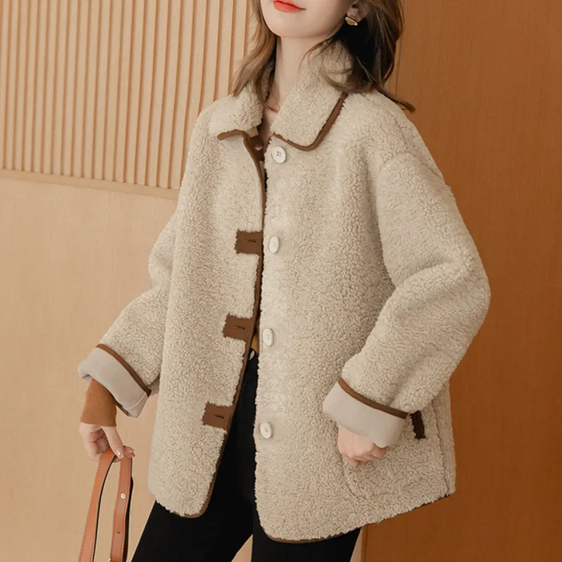 Tonlion Velvet feel Coat Women's Apricot-0