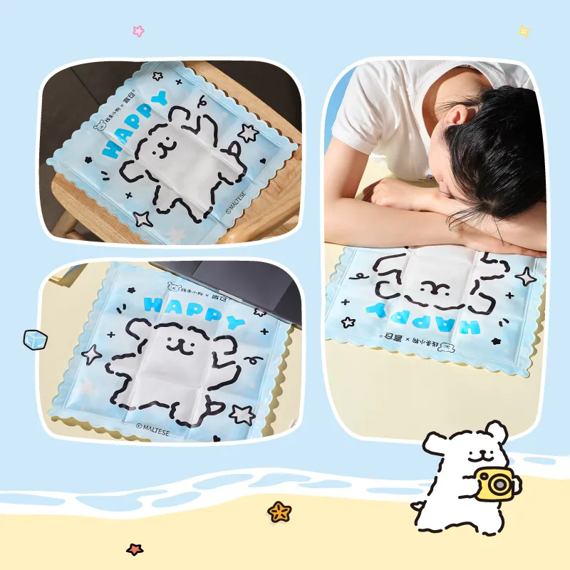 YANCANG x Line Puppies Cartoon Style Summer Practical Water Cup Glass Straw Cup Handheld Fan Ice Mat Set-3