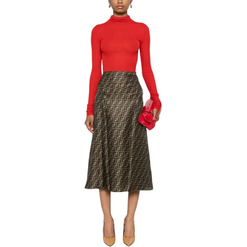 FENDI Logo Printed High Waist Skirt-1