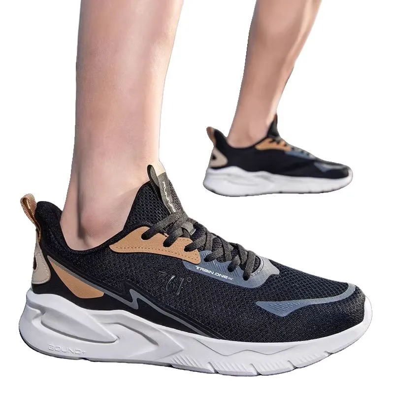 361° Cushioned Wear Resistant Breathable Low Top Casual Running Shoes Men's Black Brown-2