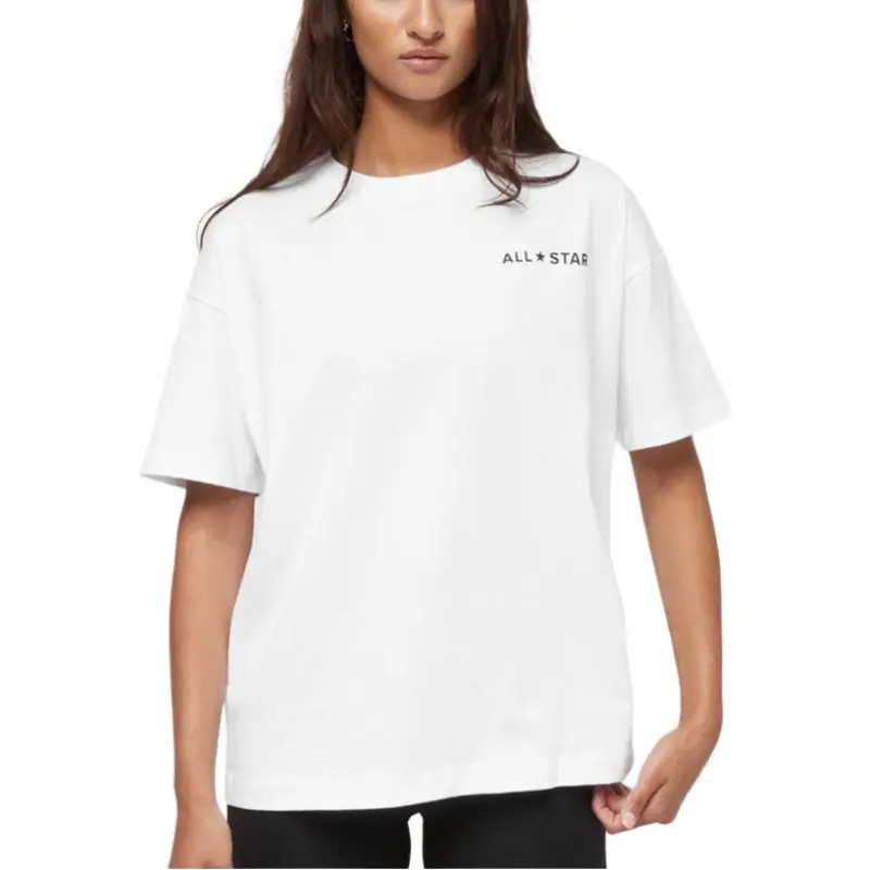Converse Drop Shoulder Sleeve T Shirt Women's White-2