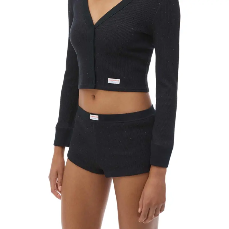 Alexander Wang Button Up Cropped Ribbed Cardigan-3