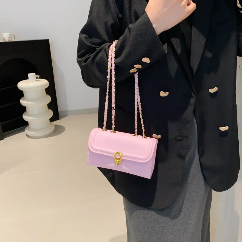 RIVMIND PU Crossbody Bag, Chain Bag, Shoulder Bag Regular Women's White/Silver/Black/Khaki/Pink-9