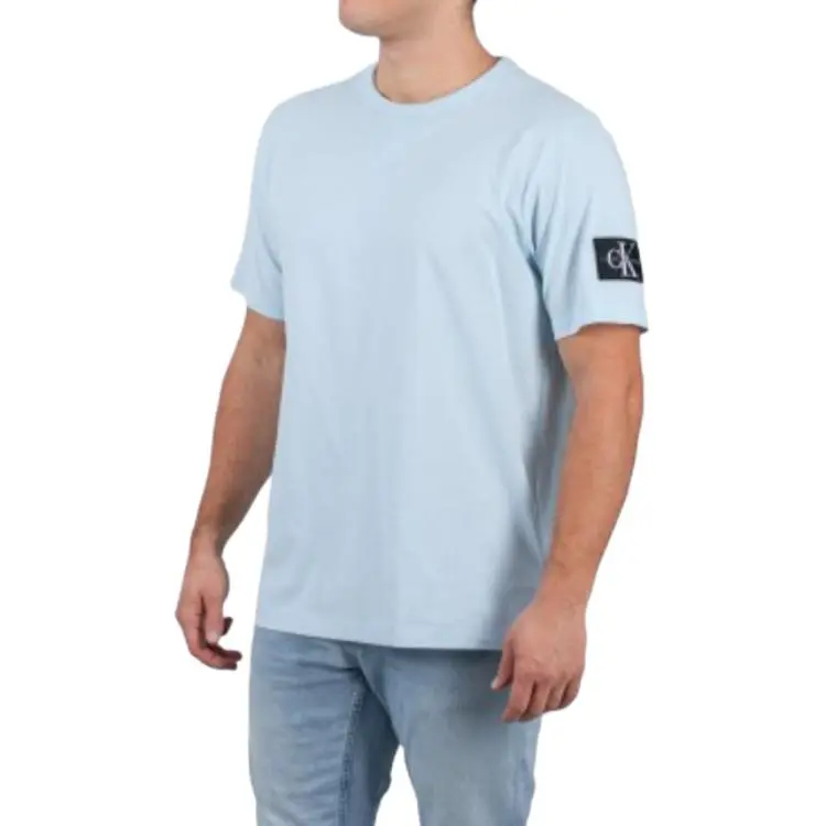 CALVIN KLEIN Monogram Badge T Shirt T Shirt Men's Light Blue-3