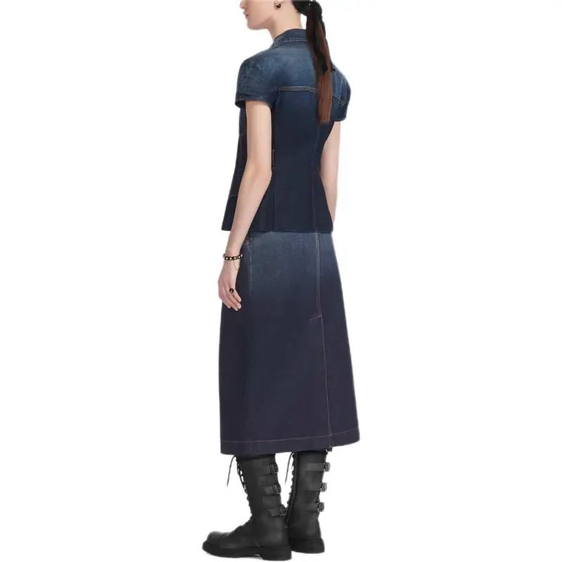 DIOR Denim Long Skirts Women's Blue-3