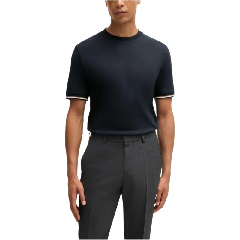 HUGO BOSS Stripe Trim Crewneck T Shirt-3