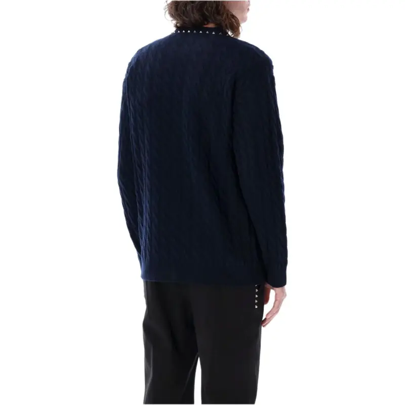 Valentino Stud Detailed V Neck Cardigan-3