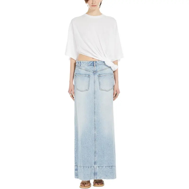 SportMa Piave Collection Long Skirt In Worn Denim Casual Long Skirts Women's Blue-1