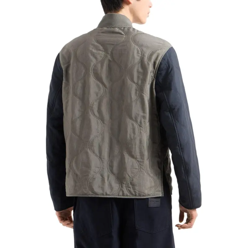 EMPORIO ARMANI Two tone Wave Motif Quilted Nylon Blouson-3