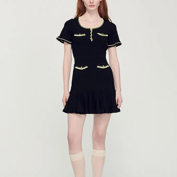 Sandro Short Sleeved Dresses Women's Black-4