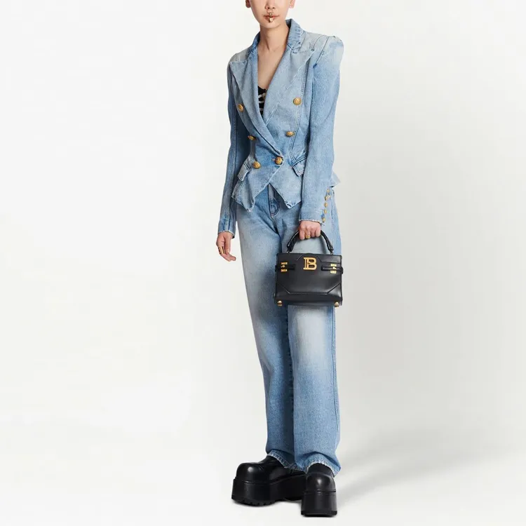 BALMAIN Double breasted Denim Blazer-3