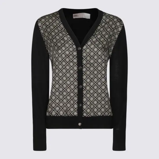 TORY BURCH Logo Detailed V Neck Cardigan-12